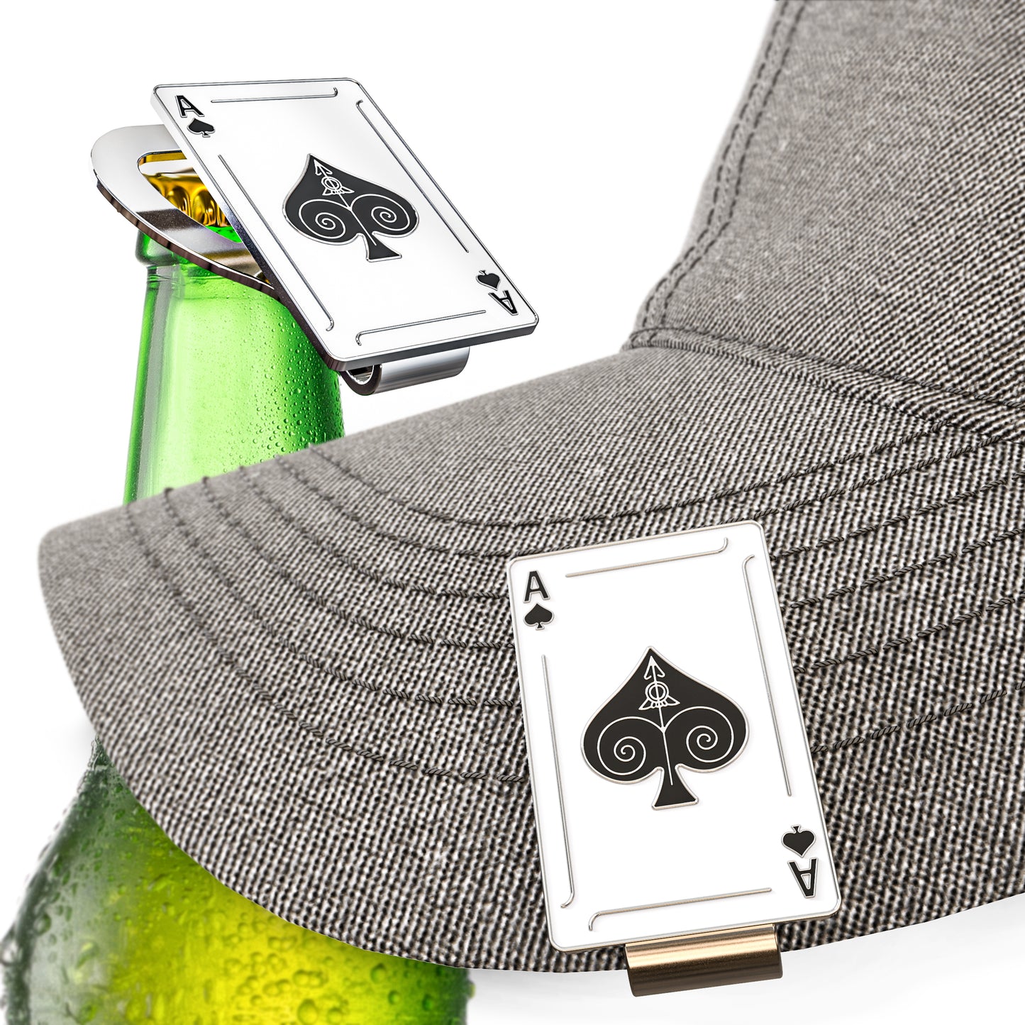 Ace of Spades Hat Clip Bottle Opener - Cool Design for Gamblers & Poker Players