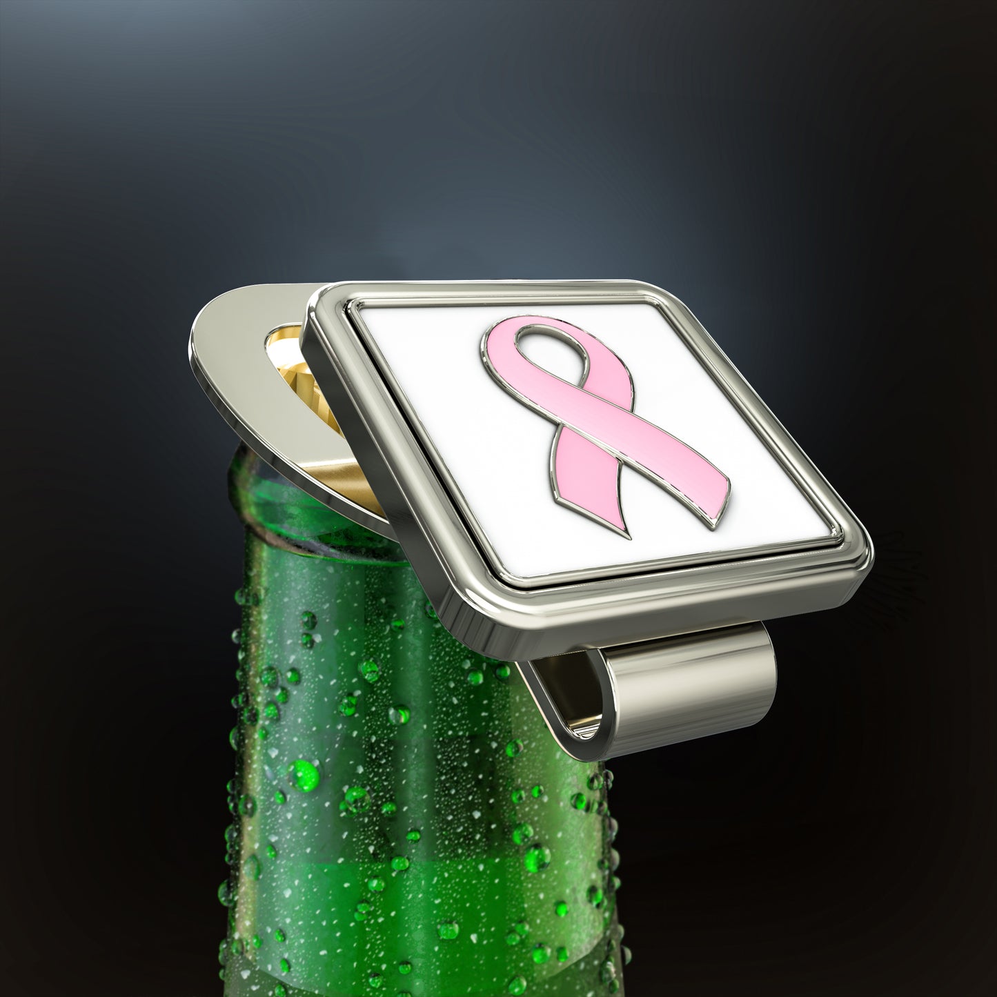 Pink Ribbon Ball Marker & Hat Clip Bottle Opener - Breast Cancer Awareness