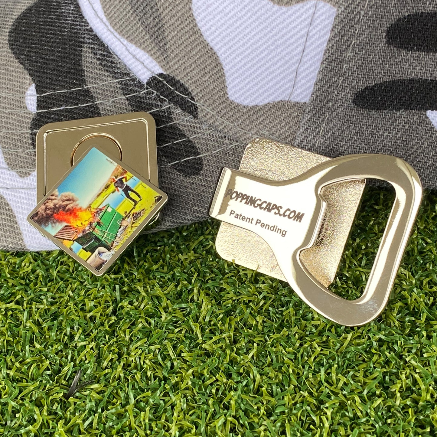 Dumpster Fire Golf Ball Marker with Hat Clip Bottle Opener