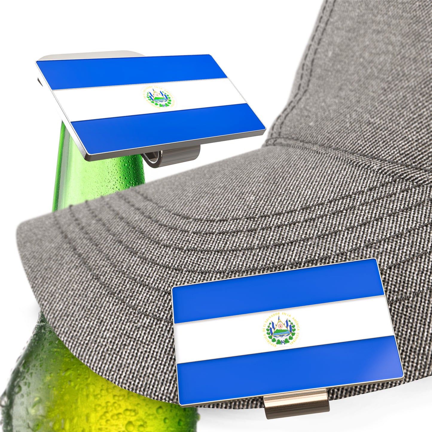 El Salvador Flag Hat Clip Bottle Opener - El Salvador Pride