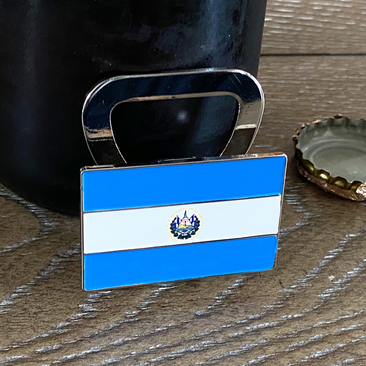 El Salvador Flag Hat Clip Bottle Opener - El Salvador Pride