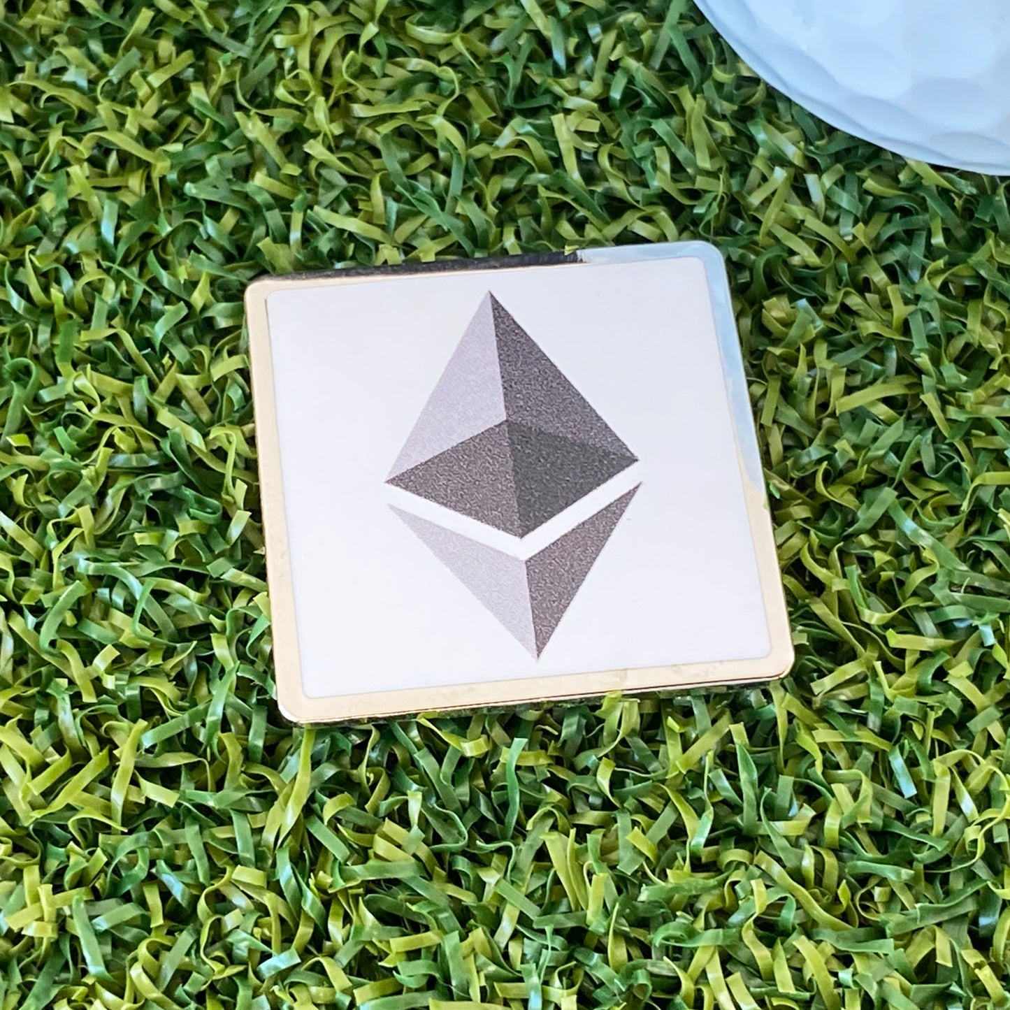 Ethereum Ball Marker Hat Clip Bottle Opener β Square Ball Marker for Golfers, Shotgun Tool & Stylish Crypto Gift