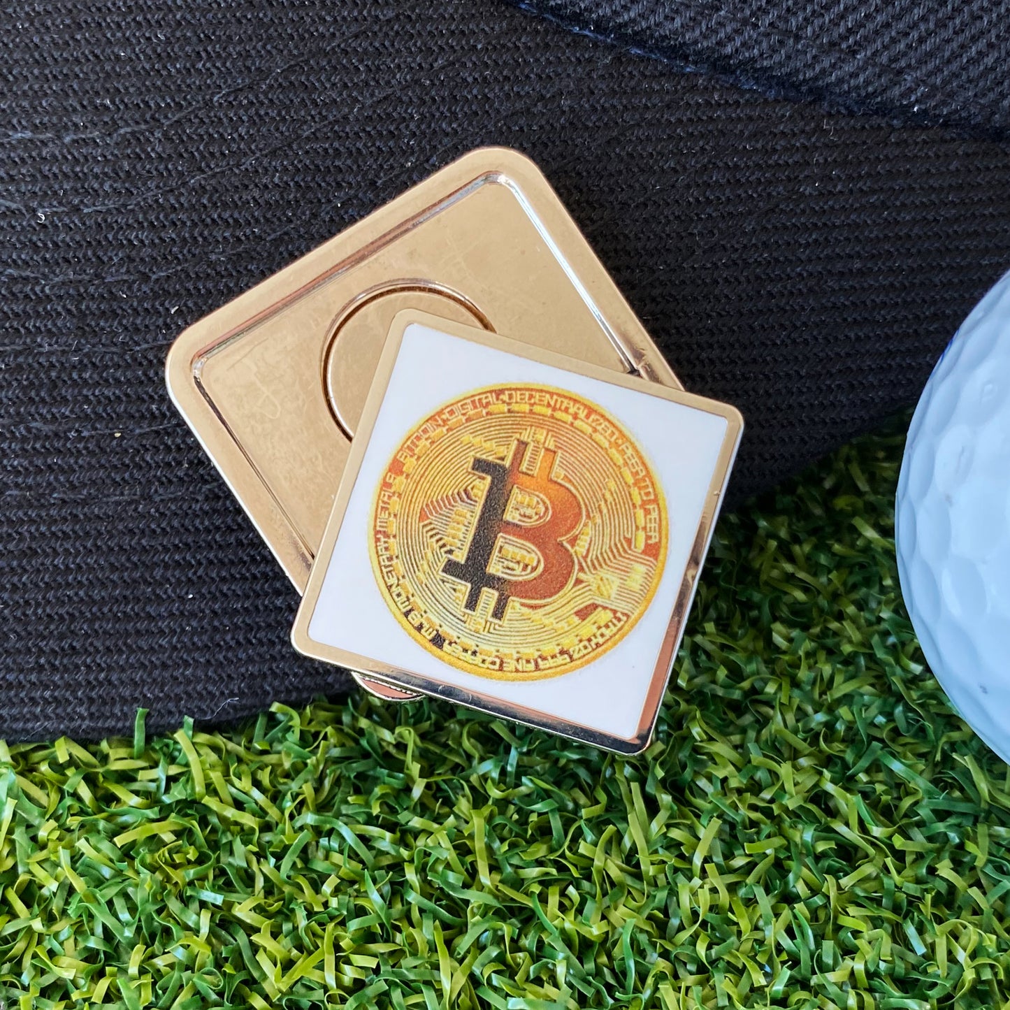 Gold Bitcoin Ball Marker With Hat Clip Bottle Opener for Golfers, Shotgun Tool & Fashionable Bitcoin Gift (Copy)
