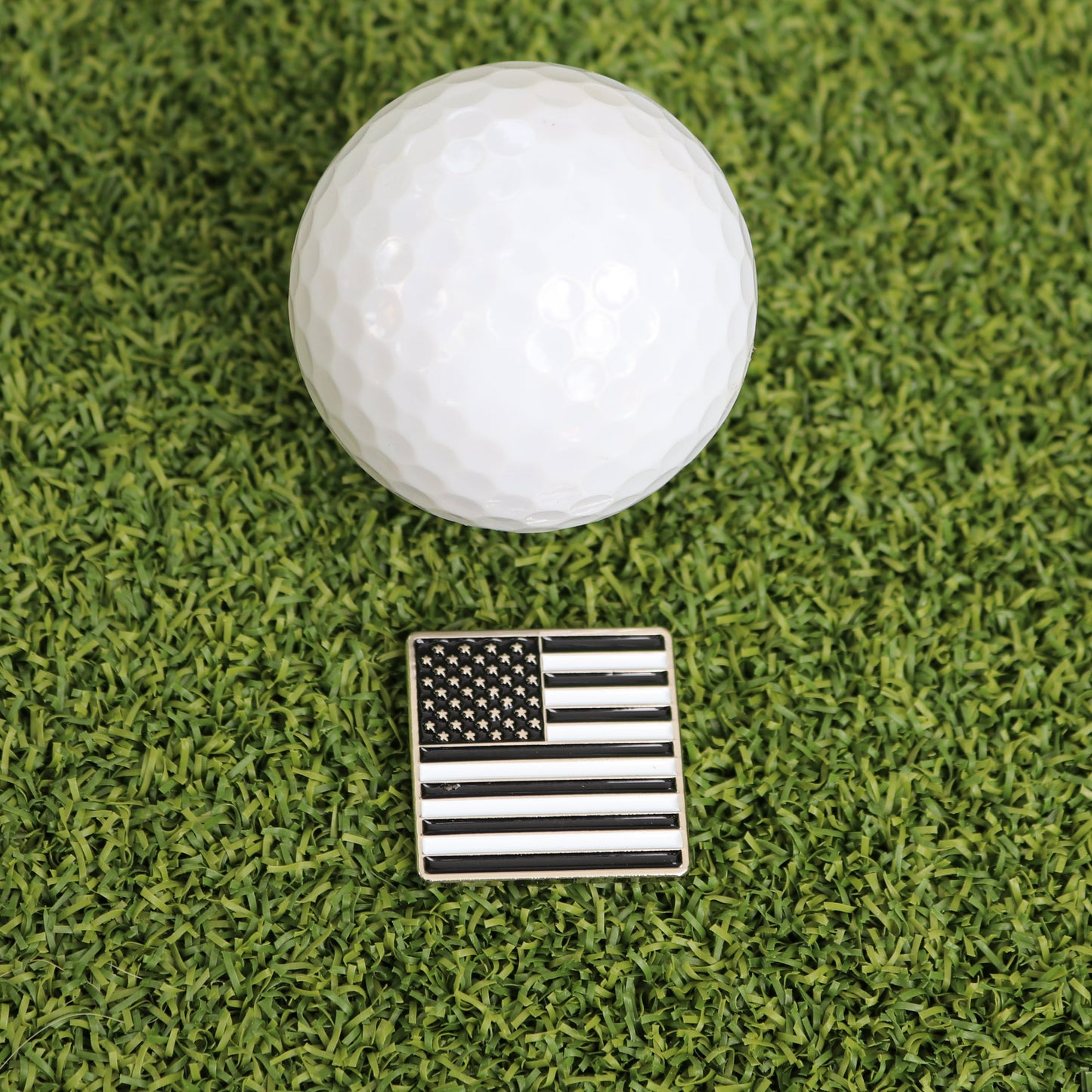Silver & Black, USA Flag Golf Ball Marker & Hat Clip Bottle Opener