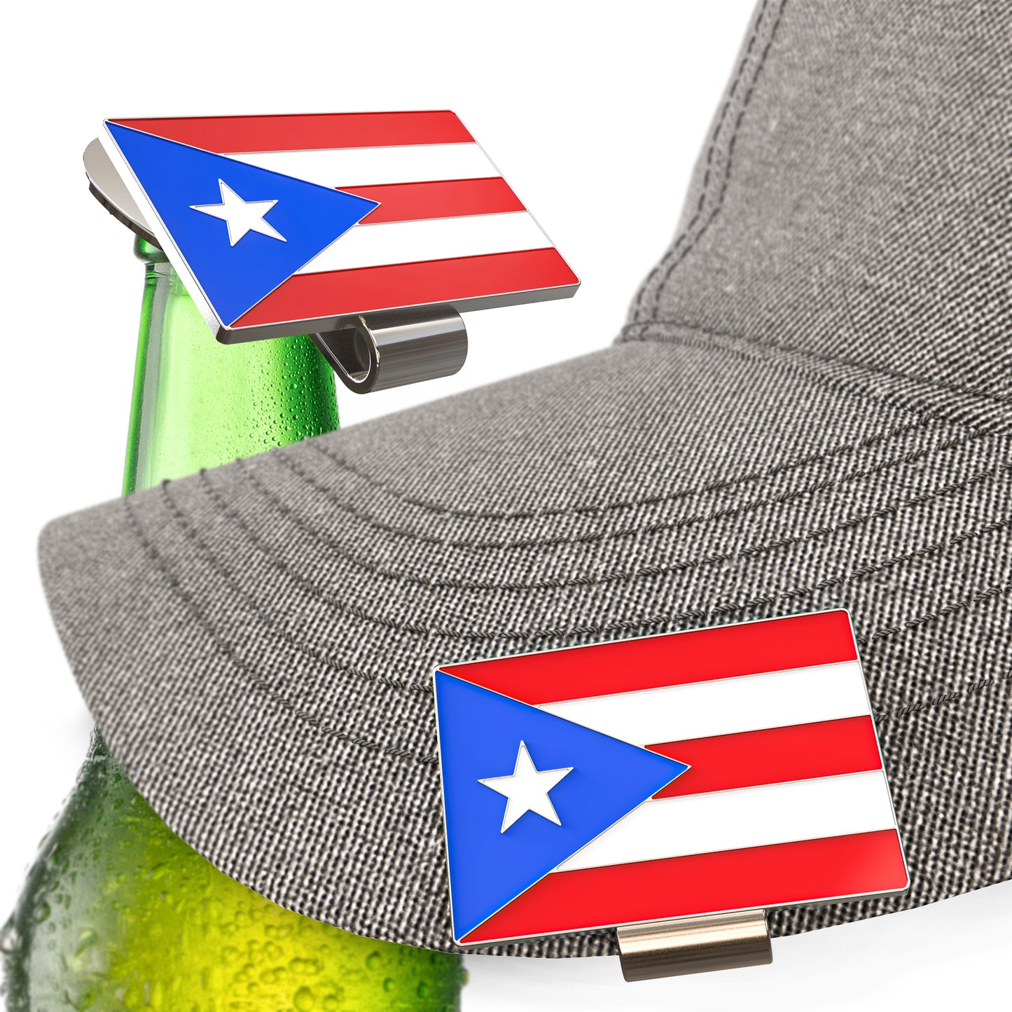 Puerto Rico Flag Hat Clip Bottle Opener - Puerto Rican Pride