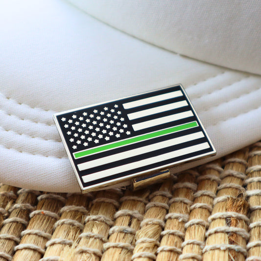 American Flag "Thin Green Line" USA Military Hat Clip Bottle Opener