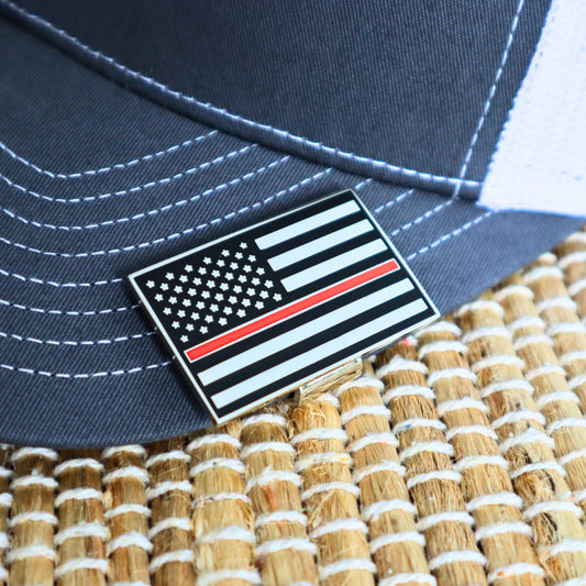 American Flag "Thin Red Line" Firefighter Hat Clip Bottle Opener