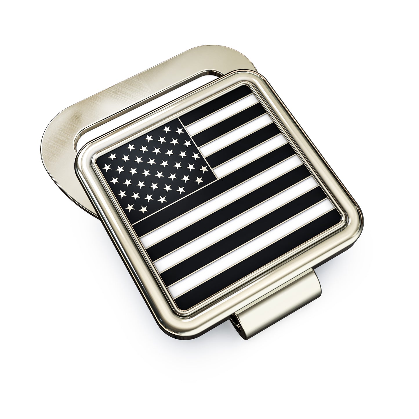 Silver & Black, USA Flag Golf Ball Marker & Hat Clip Bottle Opener