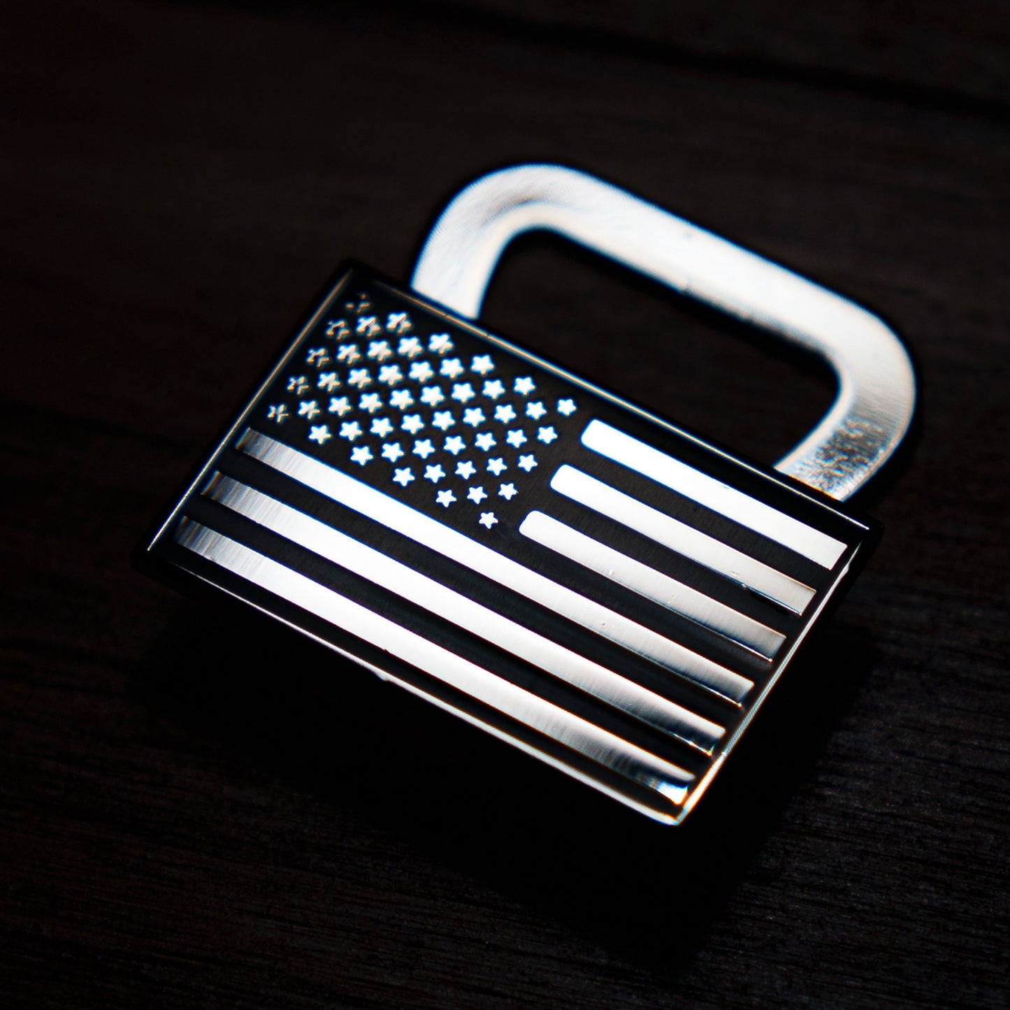 Black American Flag Hat Clip Bottle Opener - USA Black & Silver Flag