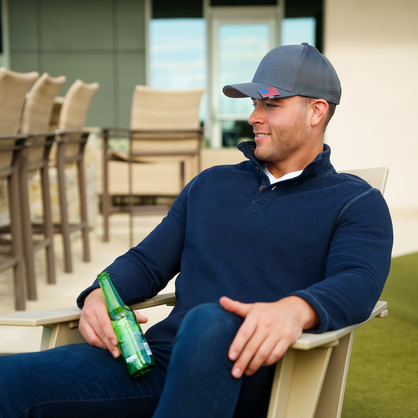 American Flag Hat Clip Bottle Opener - Red, White & Blue