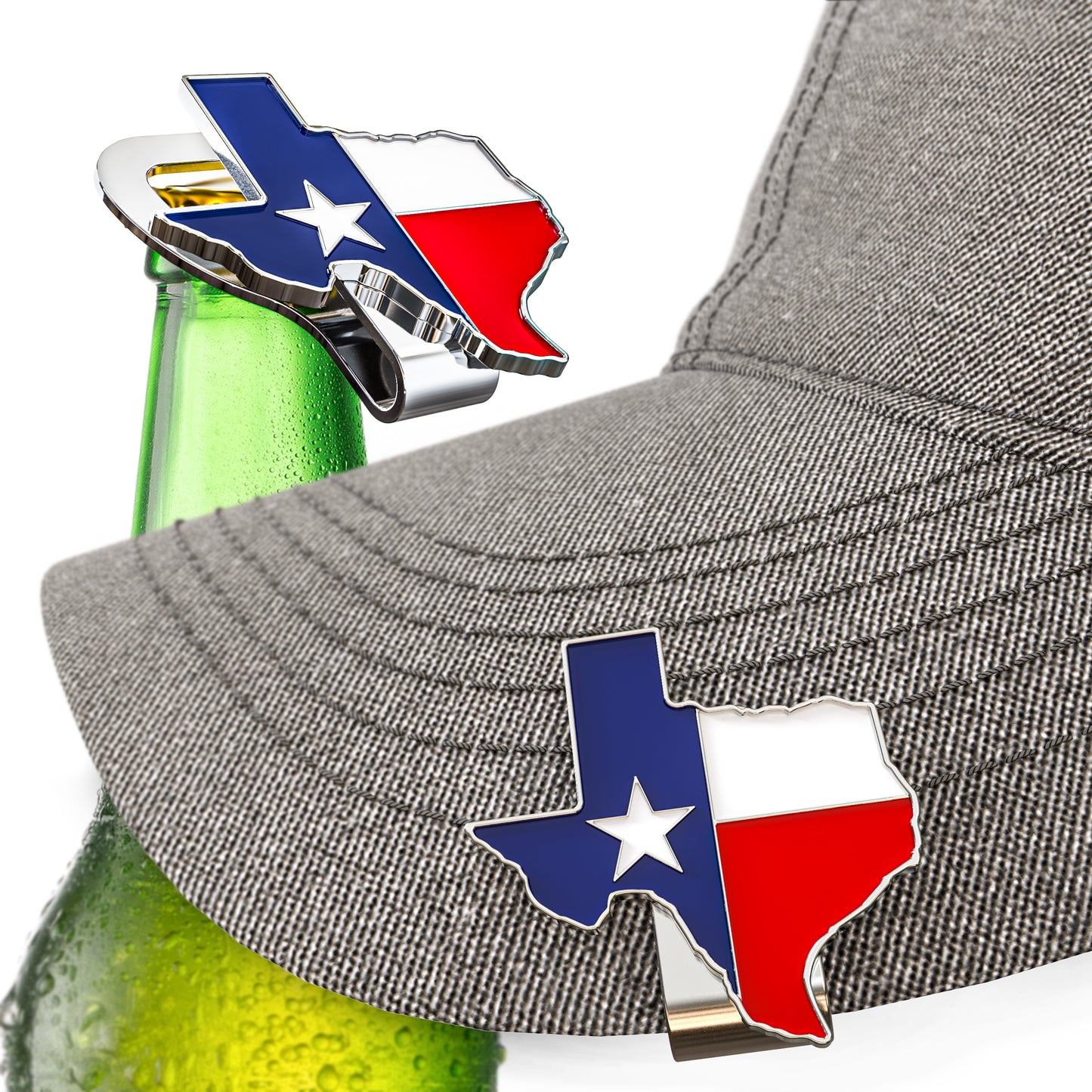 Texas Hat Clip Bottle Opener - State Shape with Texas Flag Design for Proud Texans & Freedom Supporters