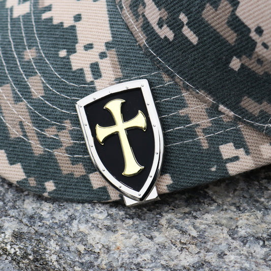 Shield and Cross Hat Clip Bottle Opener - Armor of God Design for Christians & Catholics