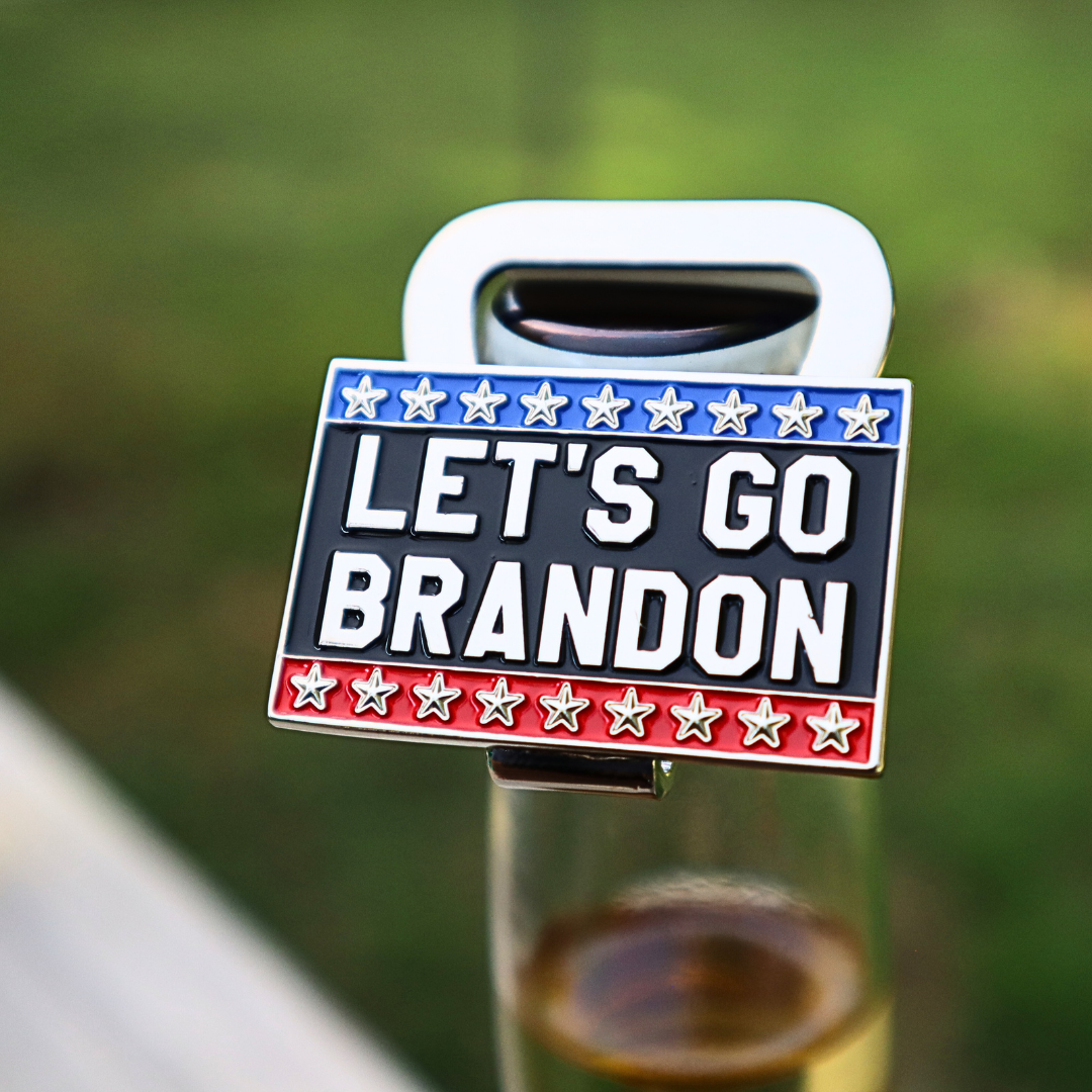 "Let's Go Brandon" Patriotic Hat Clip Bottle Opener - Show Your Support for America & Distain For Joe Biden- Perfect for Patriots and Gifting Brand: Popping Caps