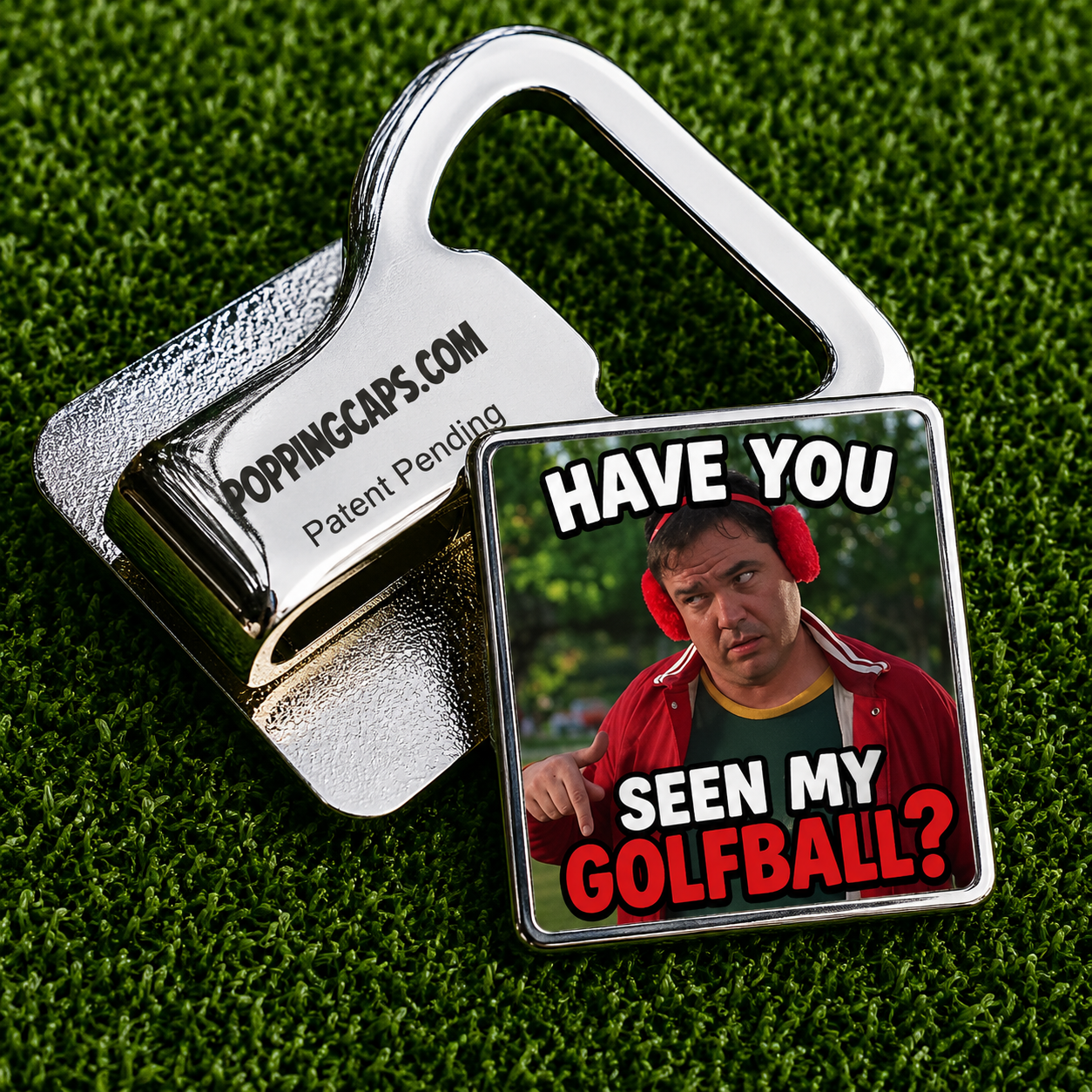 Have You Seen My GOLFBALL?  Golf Ball Marker with Hat Clip Bottle Opener